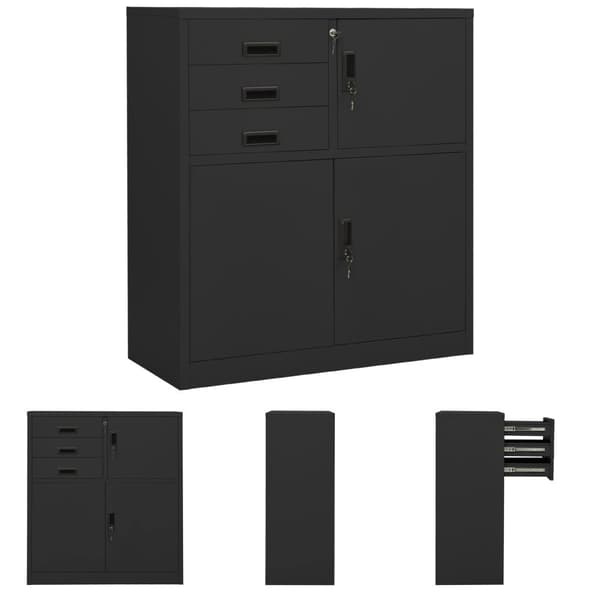 The Living Store Dokumentskåp antracit 90x40x102 cm stål -  Förvaringsskåp & garderober