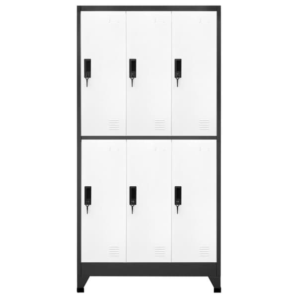 The Living Store skab 90x45x180 cm stål antracitgrå og hvid -  Opbevaringsskabe