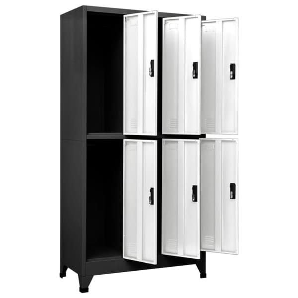 The Living Store skab 90x45x180 cm stål antracitgrå og hvid -  Opbevaringsskabe