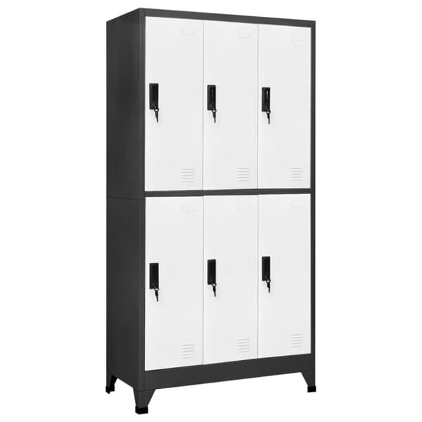 The Living Store skab 90x45x180 cm stål antracitgrå og hvid -  Opbevaringsskabe