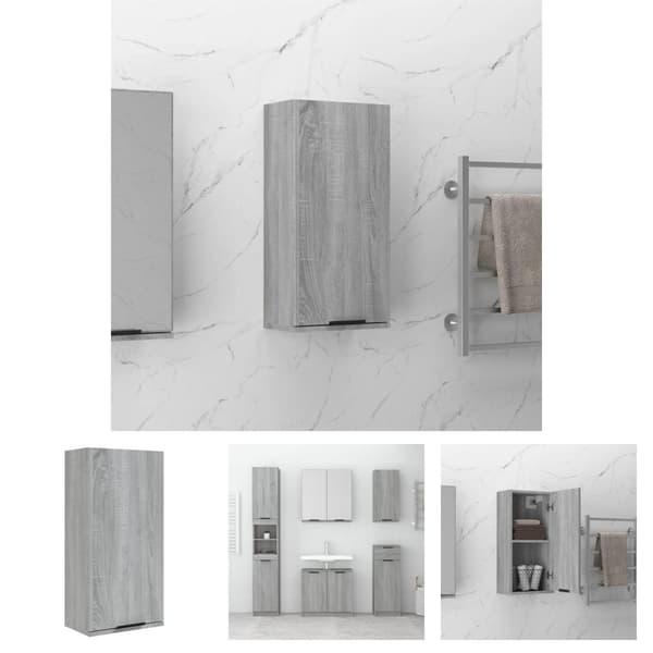 The Living Store væghængt badeværelsesskab 32x20x67 cm grå sonoma-eg -  Opbevaringsskabe