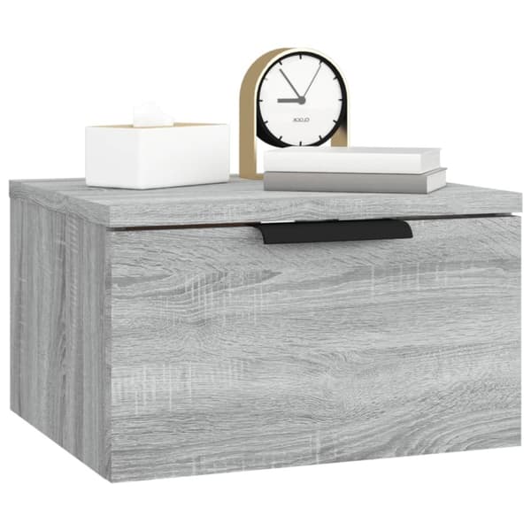 The Living Store væghængt sengebord 34x30x20 cm grå sonoma-eg - Opbevaringsskabe