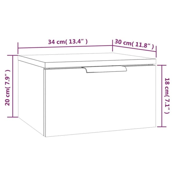 The Living Store væghængt sengebord 34x30x20 cm grå sonoma-eg - Opbevaringsskabe