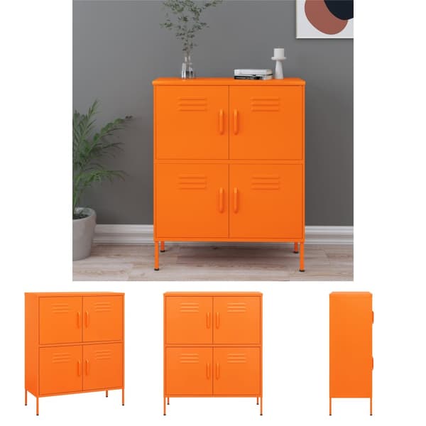 The Living Store opbevaringsskab 80x35x101,5 cm stål orange -  Opbevaringsskabe