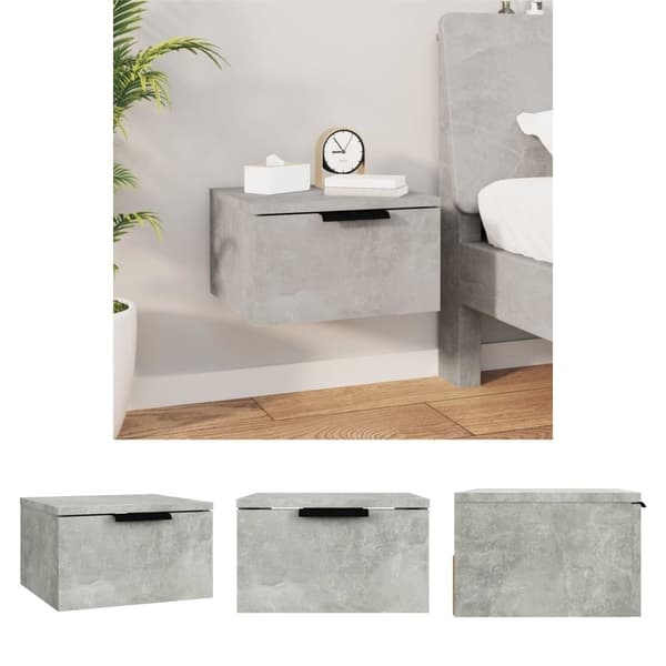 The Living Store Väggmonterat sängbord betonggrå 34x30x20 cm -  Förvaringsskåp & garderober