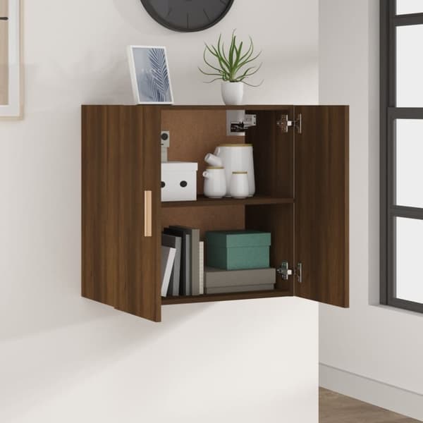 The Living Store vægskab 60x30x60 cm konstrueret træ brun egetræsfarve - Opbevaringsskabe