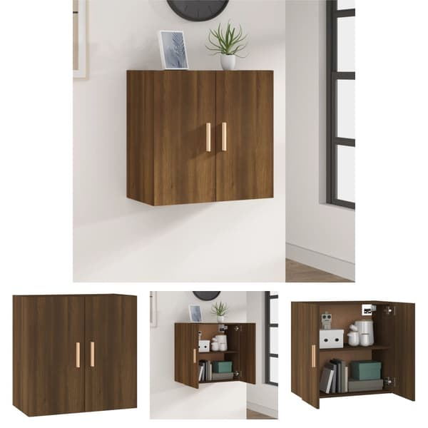 The Living Store vægskab 60x30x60 cm konstrueret træ brun egetræsfarve - Opbevaringsskabe