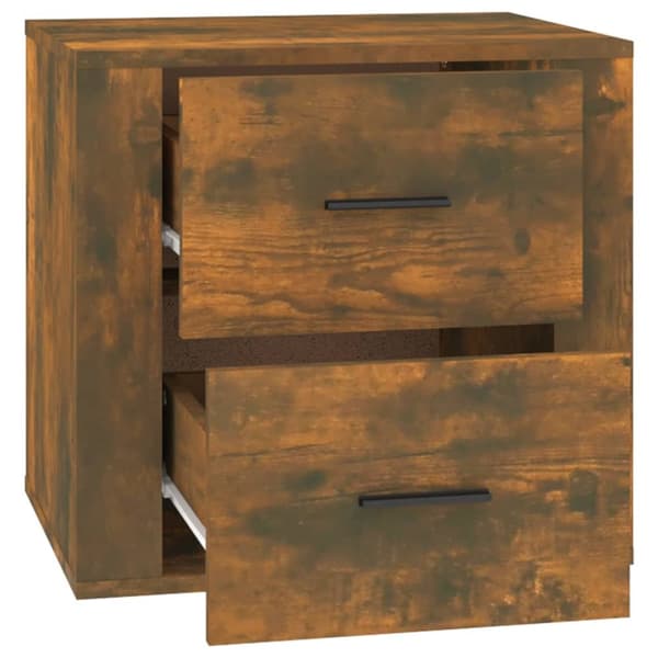 The Living Store Sängbord Rökfärgad ek 50x39x47 cm - Förvaringsskåp & garderober
