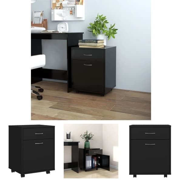 The Living Store rullende arkivskab 45x38x54 cm spånplade sort -  Opbevaringsskabe