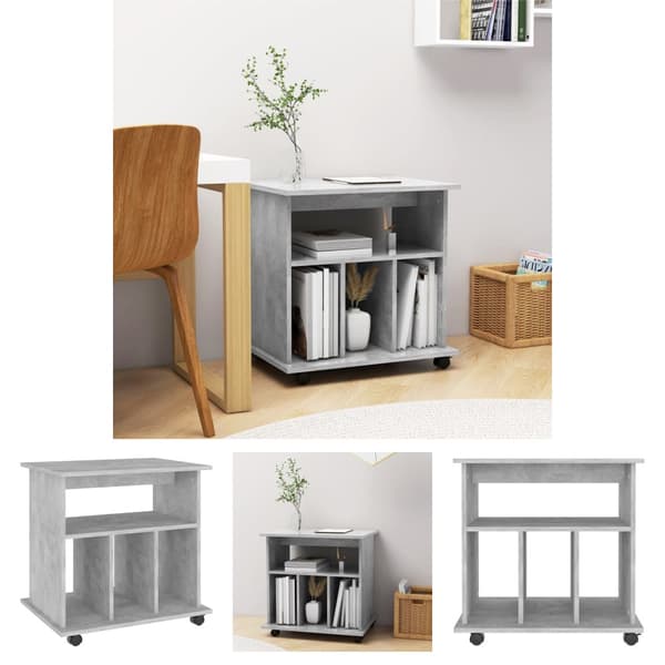 The Living Store rulleskab 60x45x60 cm konstrueret træ betongrå -  Opbevaringsskabe