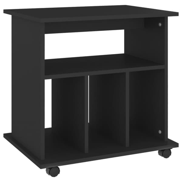 The Living Store rulleskab 60x45x60 cm konstrueret træ sort - Opbevaringsskabe