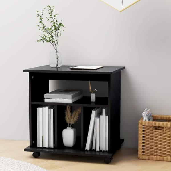 The Living Store rulleskab 60x45x60 cm konstrueret træ sort - Opbevaringsskabe
