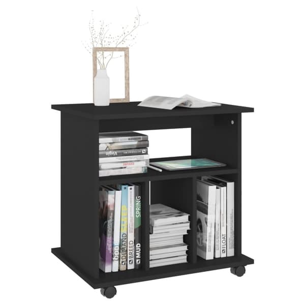 The Living Store rulleskab 60x45x60 cm konstrueret træ sort - Opbevaringsskabe