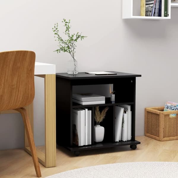 The Living Store rulleskab 60x45x60 cm konstrueret træ sort - Opbevaringsskabe