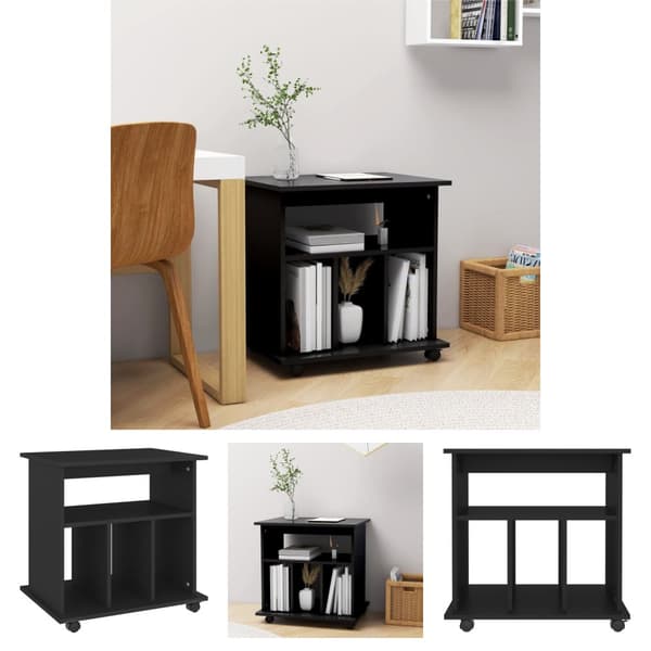The Living Store rulleskab 60x45x60 cm konstrueret træ sort - Opbevaringsskabe