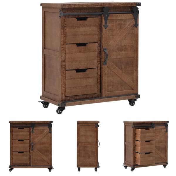The Living Store skab 64x33,5x75 cm massivt grantræ brun -  Opbevaringsskabe