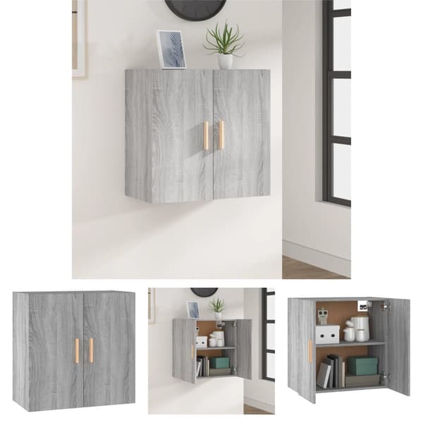 The Living Store vægskab 60x30x60 cm konstrueret træ grå sonoma-eg - Opbevaringsskabe