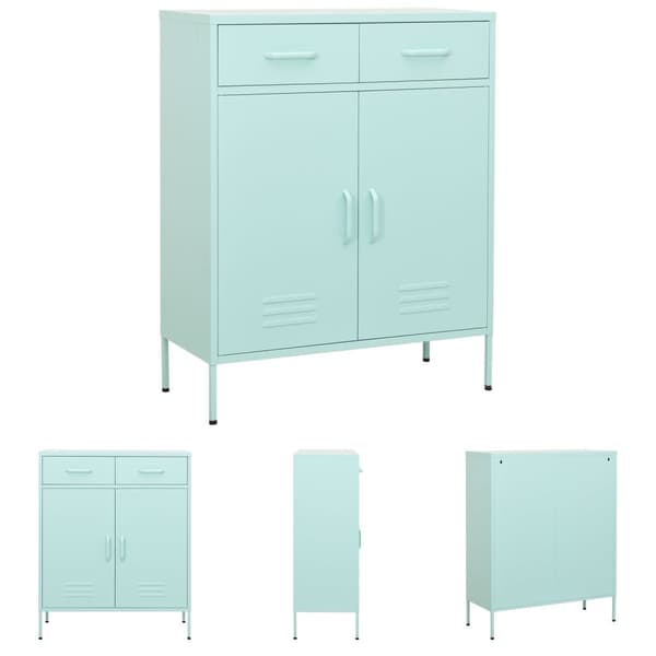 The Living Store opbevaringsskab 80x35x101,5 cm stål mintgrøn -  Opbevaringsskabe