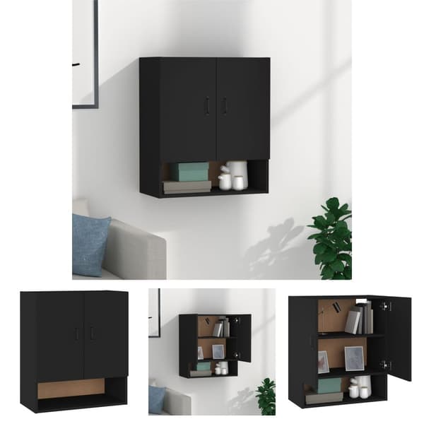 The Living Store Väggskåp svart 60x31x70 cm konstruerat trä -  Förvaringsskåp & garderober
