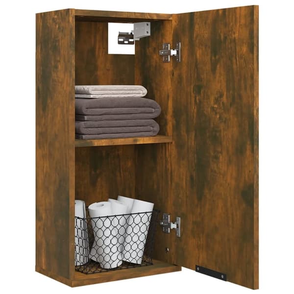 The Living Store væghængt badeværelsesskab 32x20x67 cm røget egetræsfinish -  Opbevaringsskabe