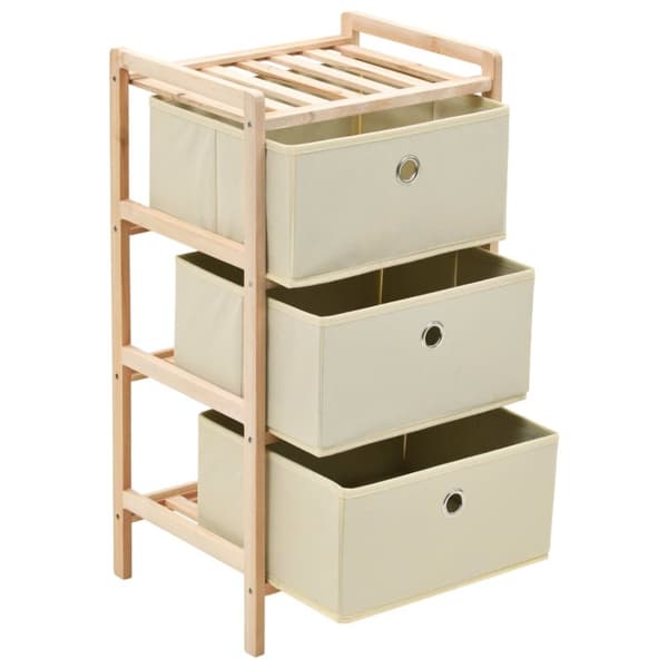 The Living Store Förvaringshylla med 3 tygkorgar cedarträ beige - Förvaringsskåp & garderober