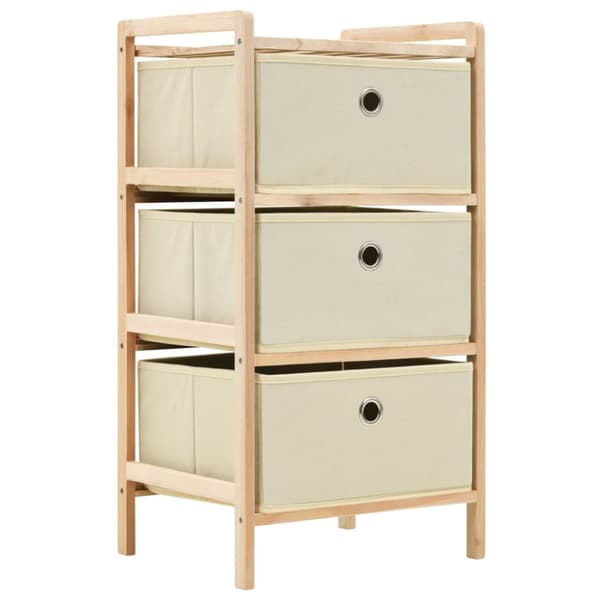 The Living Store Förvaringshylla med 3 tygkorgar cedarträ beige - Förvaringsskåp & garderober