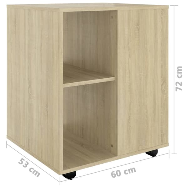 The Living Store Skåp med hjul sonoma-ek 60x53x72 cm konstruerat trä - Förvaringsskåp & garderober