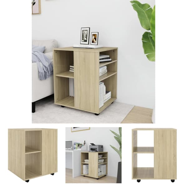 The Living Store Skåp med hjul sonoma-ek 60x53x72 cm konstruerat trä - Förvaringsskåp & garderober