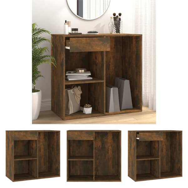The Living Store badeværelsesskab 80x40x75 cm konstrueret træ røget egetræ -  Opbevaringsskabe