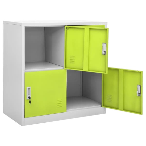 The Living Store skab 90x45x92,5 cm stål lysegrå og grøn - Opbevaringsskabe