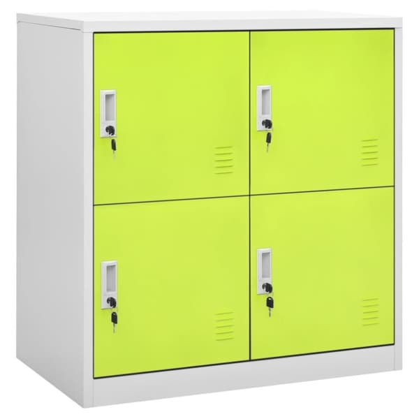 The Living Store skab 90x45x92,5 cm stål lysegrå og grøn - Opbevaringsskabe