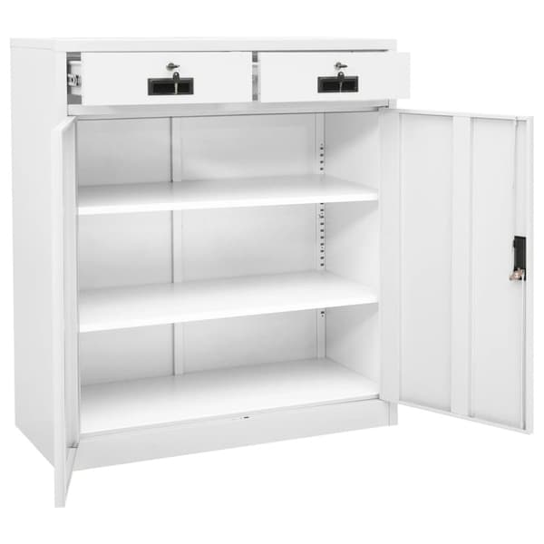 The Living Store kontorskab 90x40x102 cm stål hvid -  Opbevaringsskabe