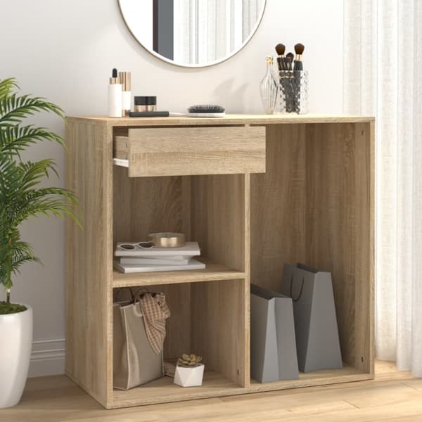 The Living Store badeværelsesskab 80x40x75 cm konstrueret træ sonoma-eg -  Opbevaringsskabe