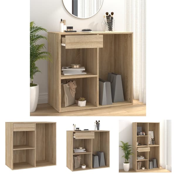 The Living Store Sminkskåp sonoma-ek 80x40x75 cm konstruerat trä -  Förvaringsskåp & garderober