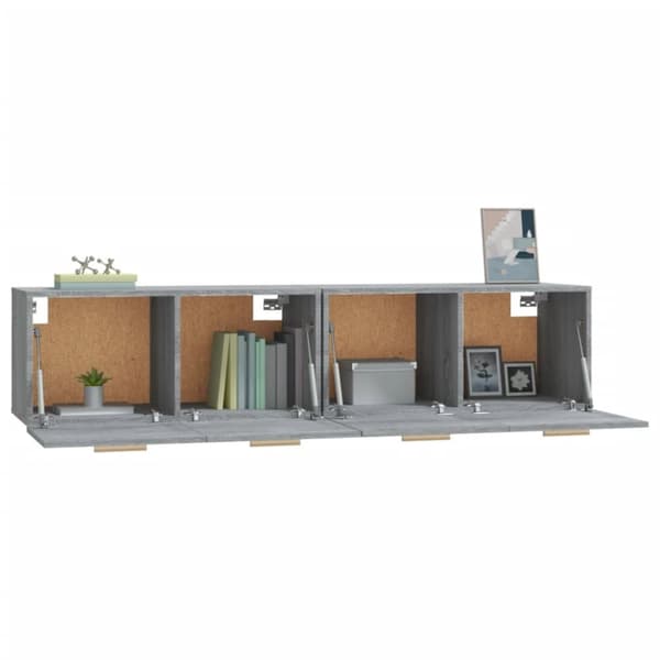 The Living Store vægskabe 2 stk. 80x35x36,5 cm konstrueret træ grå sonoma-eg -  Opbevaringsskabe