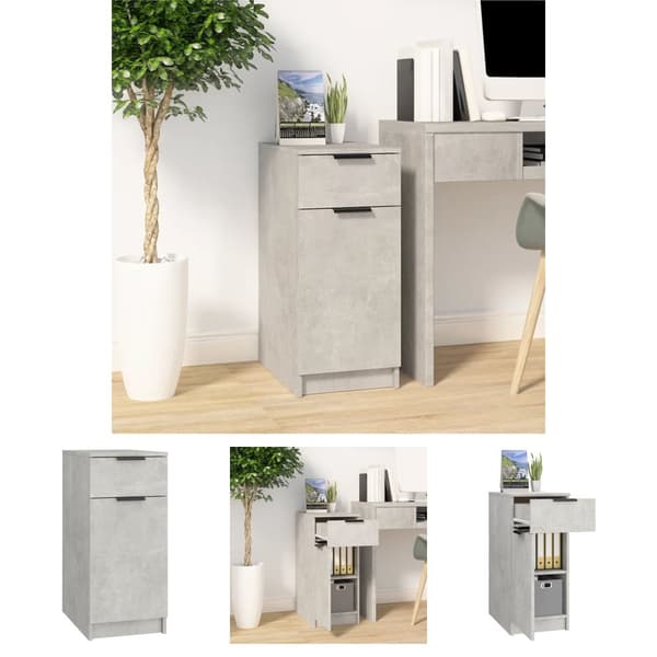 The Living Store skrivebord 33,5x50x75 cm konstrueret træ betongrå -  Opbevaringsskabe