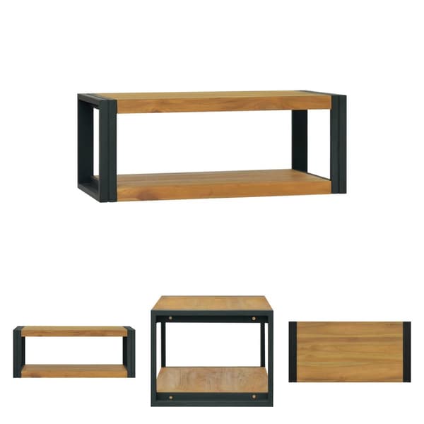 The Living Store væghængt badeværelsesskab 90x45x35 cm massivt teaktræ -  Opbevaringsskabe