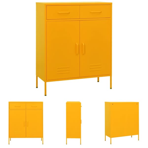 The Living Store opbevaringsskab 80x35x101,5 cm stål sennepsgul -  Opbevaringsskabe