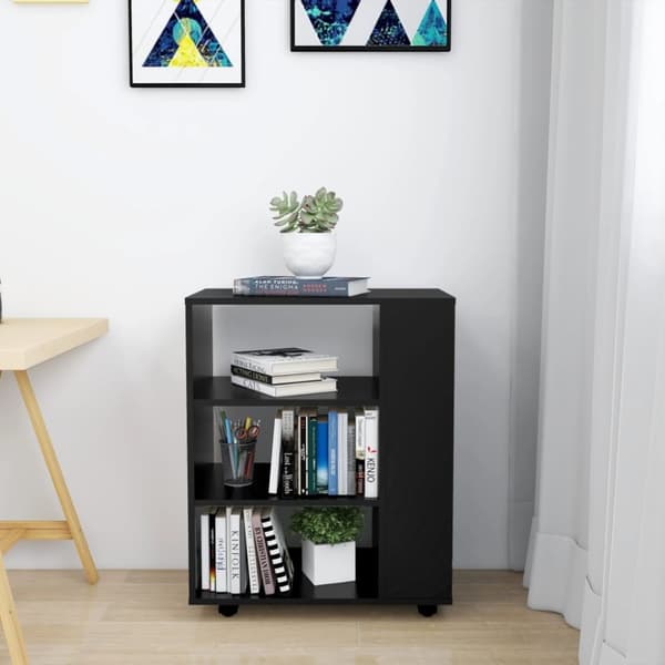 The Living Store Skåp med hjul svart 60x35x75 cm konstruerat trä - Förvaringsskåp & garderober