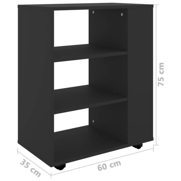 The Living Store Skåp med hjul svart 60x35x75 cm konstruerat trä - Förvaringsskåp & garderober