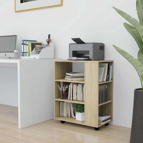 The Living Store skab med hjul 60x35x75 cm konstrueret træ sonoma-eg -  Opbevaringsskabe