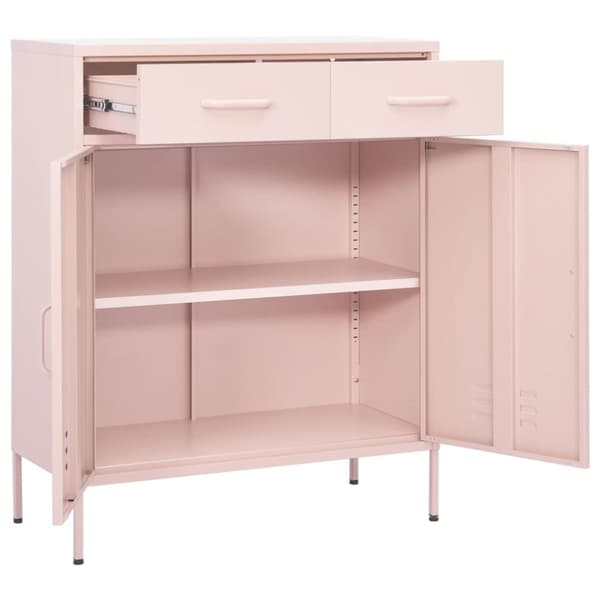 The Living Store opbevaringsskab 80x35x101,5 cm stål lyserød -  Opbevaringsskabe