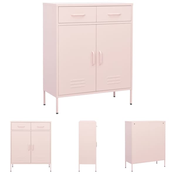 The Living Store opbevaringsskab 80x35x101,5 cm stål lyserød -  Opbevaringsskabe