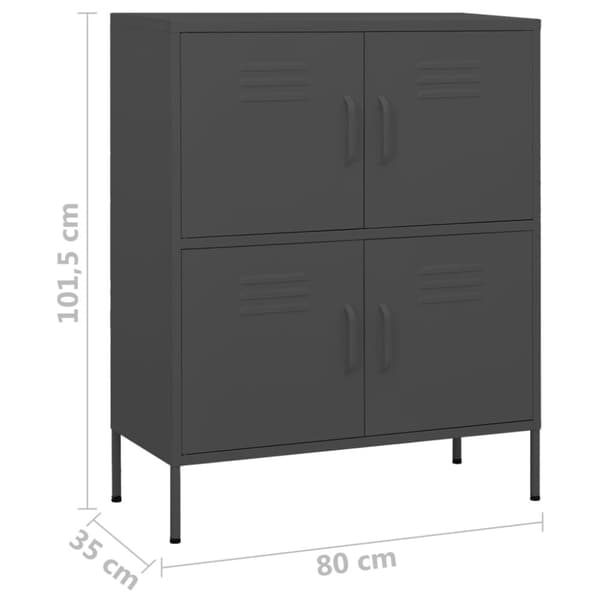 The Living Store opbevaringsskab 80x35x101,5 cm stål antracitgrå - Opbevaringsskabe
