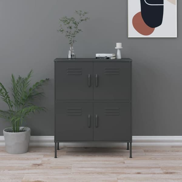 The Living Store opbevaringsskab 80x35x101,5 cm stål antracitgrå - Opbevaringsskabe