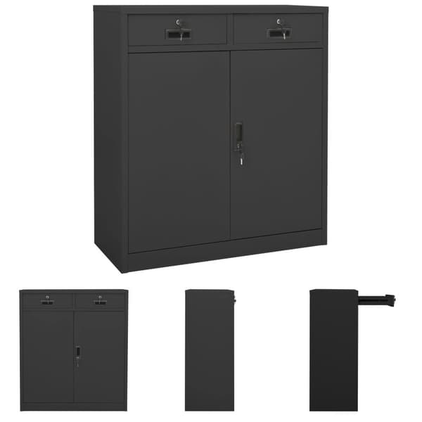 The Living Store Dokumentskåp antracit 90x40x102 cm stål -  Förvaringsskåp & garderober