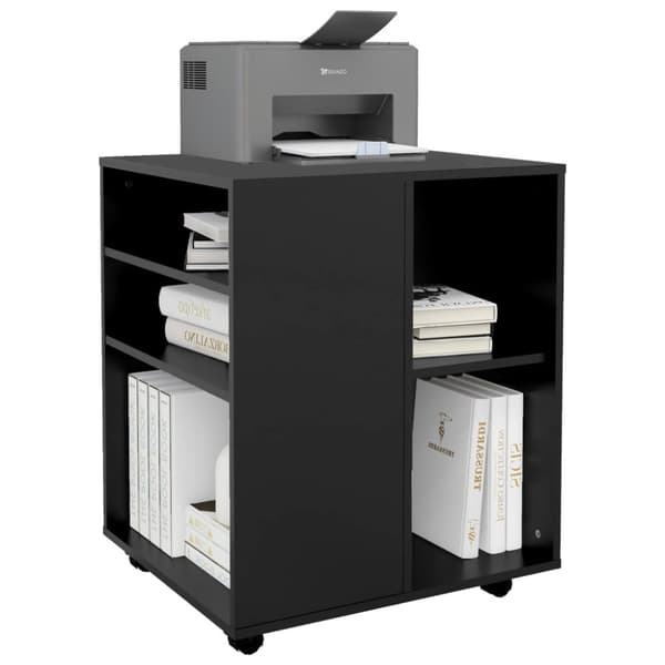 The Living Store rulleskab 60x53x72 cm konstrueret træ sort - Opbevaringsskabe