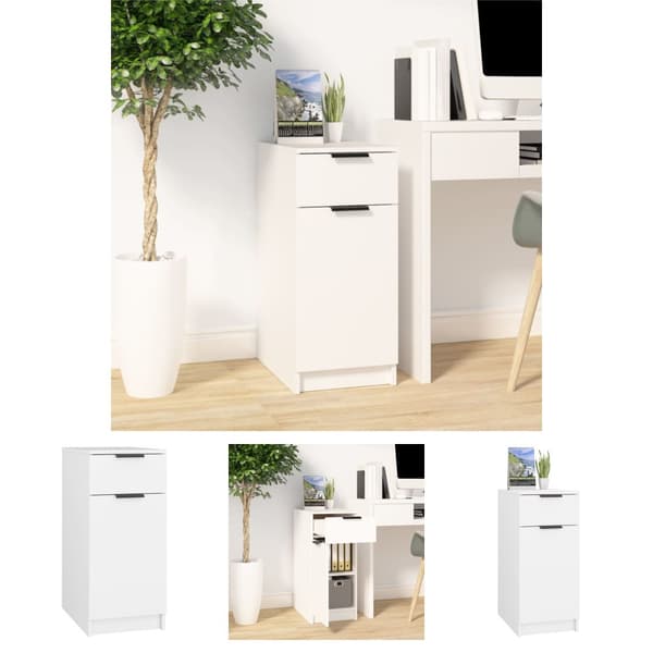 The Living Store skrivebord 33,5x50x75 cm konstrueret træ hvid -  Opbevaringsskabe