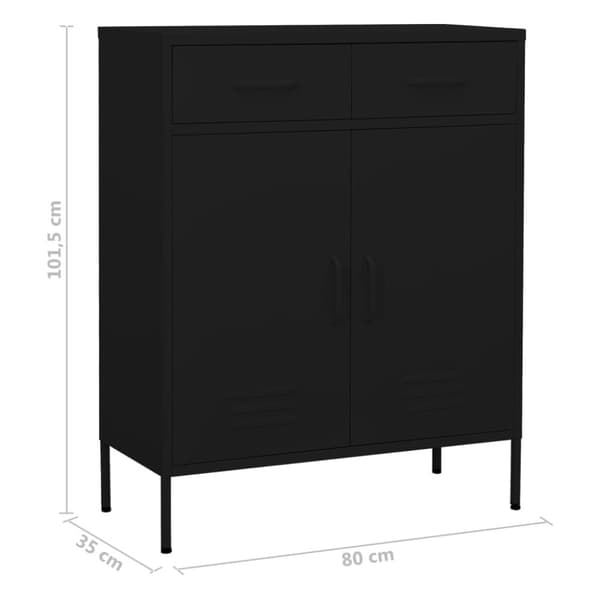 The Living Store opbevaringsskab 80x35x101,5 cm stål sort - Opbevaringsskabe