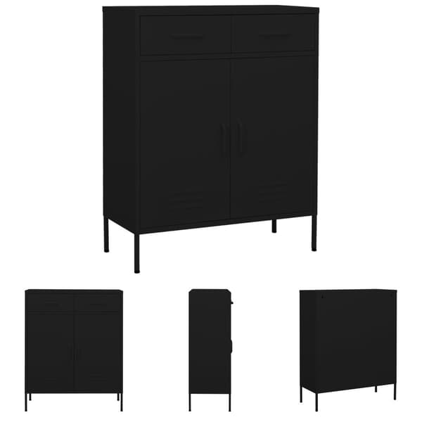 The Living Store opbevaringsskab 80x35x101,5 cm stål sort - Opbevaringsskabe